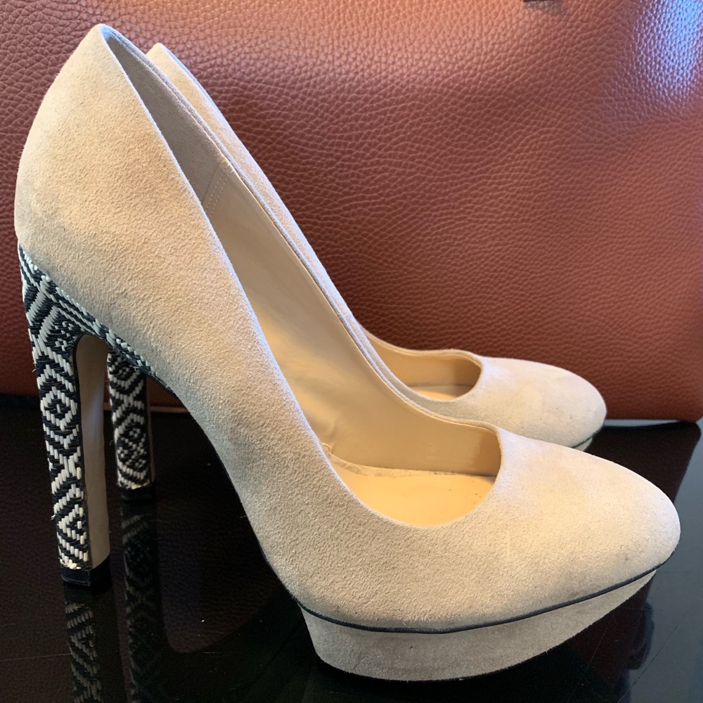Zara Suede Pumps with Tribal heel design Size 38